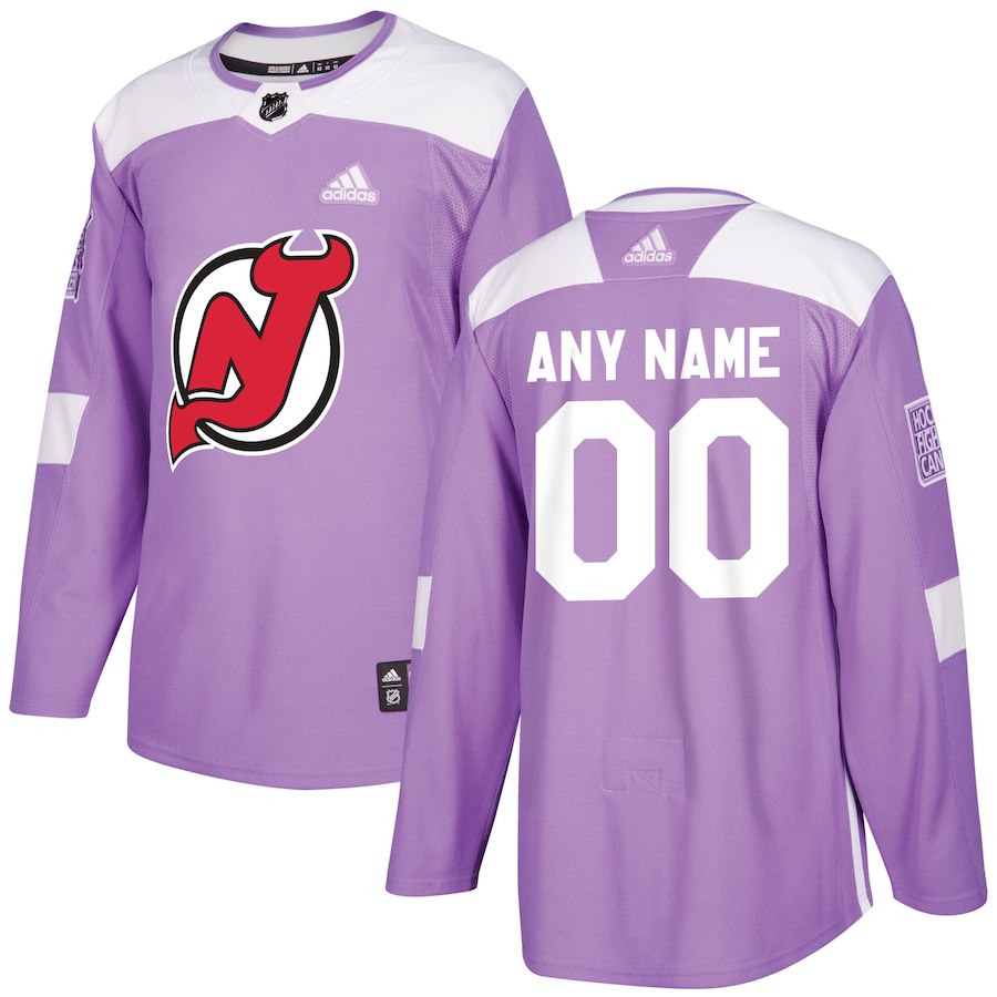 Men NHL adidas New Jersey Devils Purple Hockey Fights Cancer Custom Practice Jersey